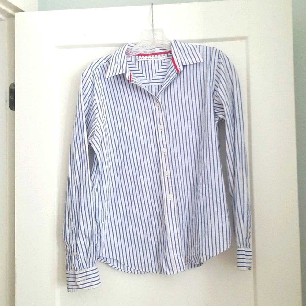 Tommy Hilfiger, Size 10, Blue vertical stripes